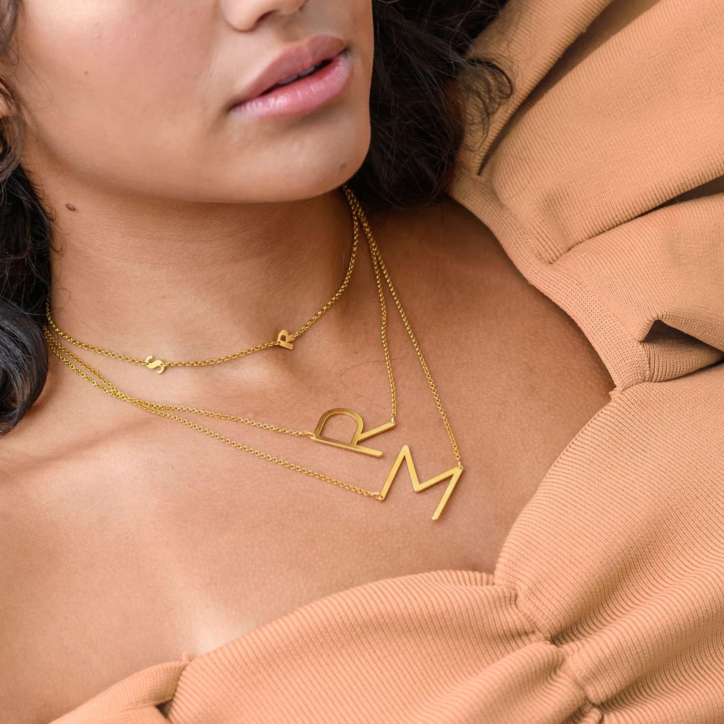 Custom Personalized Side Initial Necklace - Dainty Gift for Her, Women - Custom Jewelry for Christmas, Birthday, Mother's Day