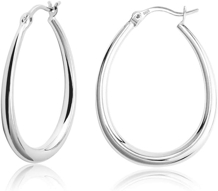 Ovale Creolen aus 925er Sterlingsilber, leichte ovale Creolen aus Sterlingsilber für Damen und Mädchen #OWK006