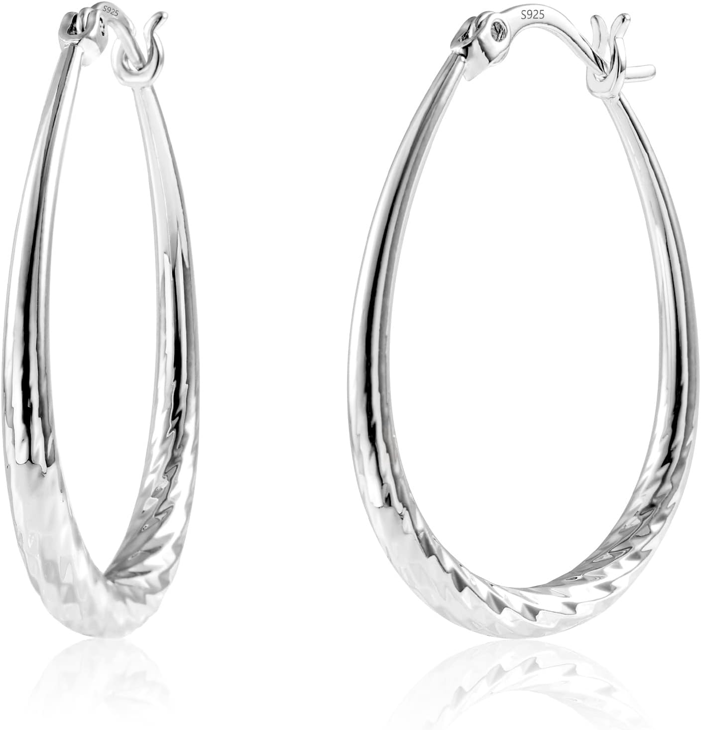 Ovale Creolen aus 925er Sterlingsilber, leichte ovale Creolen aus Sterlingsilber für Damen und Mädchen #OWK006