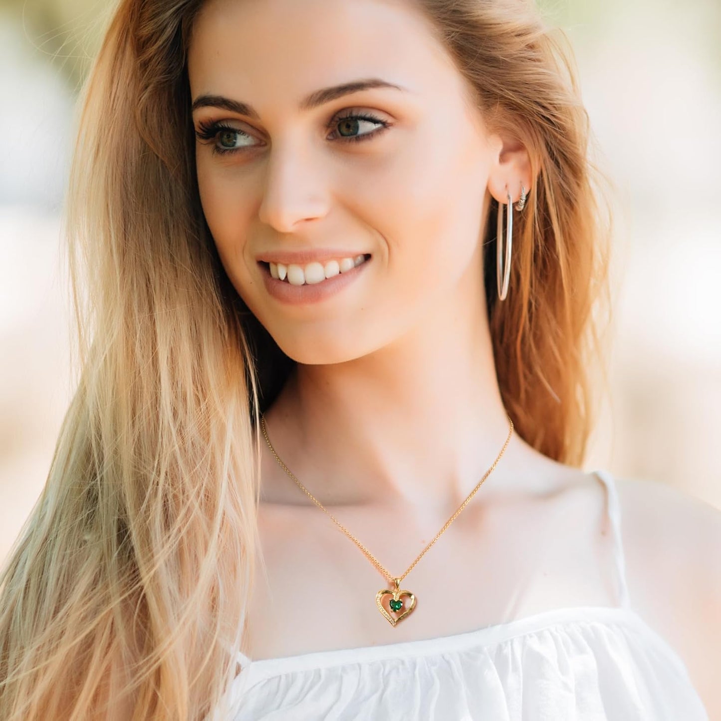 Custom Name Necklace with Simulated Birthstones Customized Promise Necklace Heart Pendant with Engraved Names - Anniversary Birthday Jewelry Gifts for Women Wife Mom Grandma Mothers Day