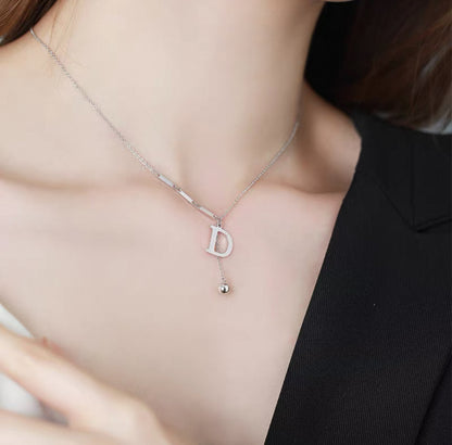 925 Sterling Silver BB Initial Necklace for Women – Trendy Dainty Clavicle Chain, Minimalist & Elegant #QWE088